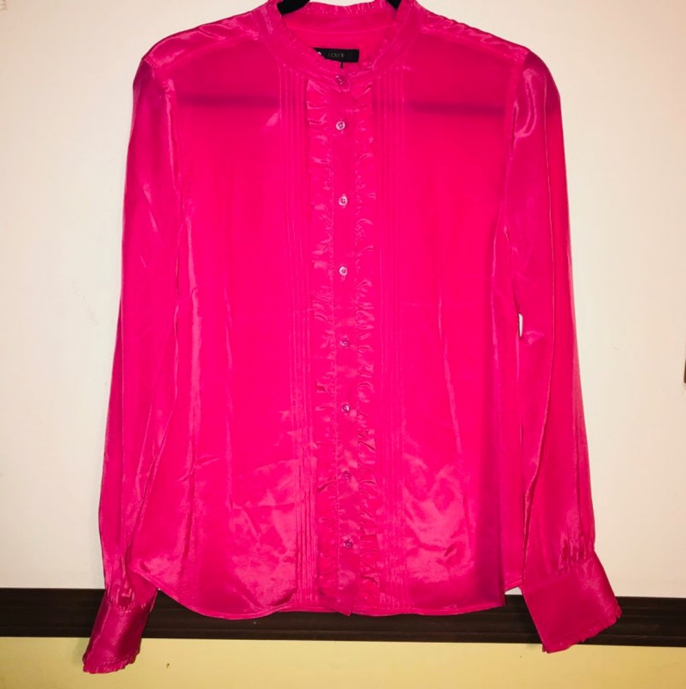 J Crew silk pink Blouse Size 10